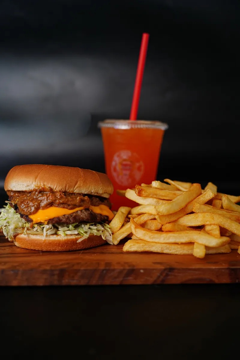 Chili Cheeseburger at Omega Burgers, Bellflower